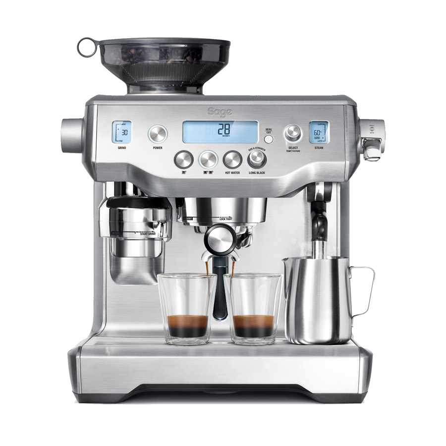 SLURP-Sage-The-Oracle-Espresso-Coffee-Maker-Silver-Front-View